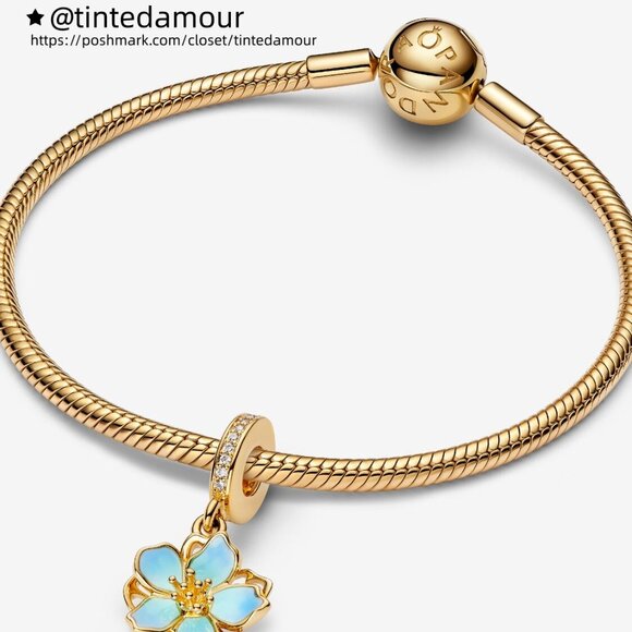 Pandora Blue Blossom Dangle Charm - Picture 3 of 5